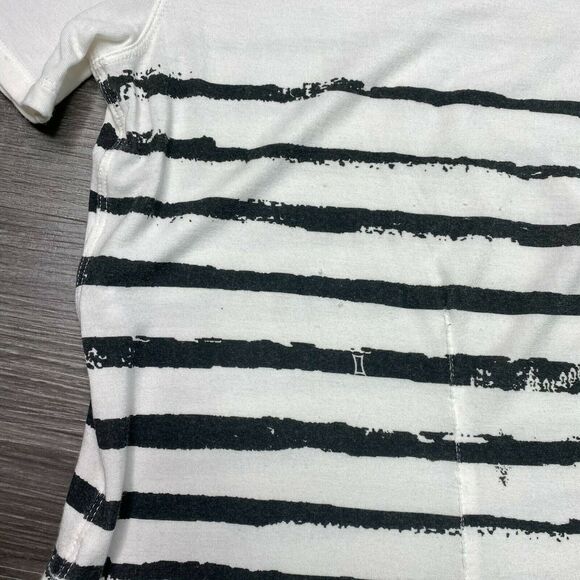 KIT and ACE | sz 2 Women's White/Black Stripe Crew Neck Boyfriend Fit Court Tee - Picture 5 of 5